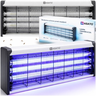 Lampa Owadobójcza UV 20W Na Komary Muchy Ćmy Owady Zasięg 200m² Do Wnętrz i Ogrodu ASATO®