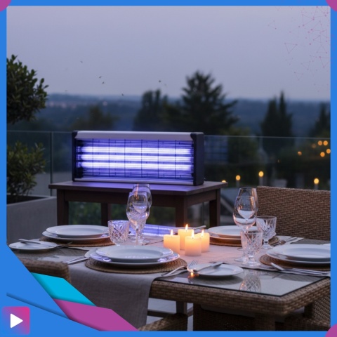 Lampa Owadobójcza UV 20W Na Komary Muchy Ćmy Owady Zasięg 200m² Do Wnętrz i Ogrodu ASATO®