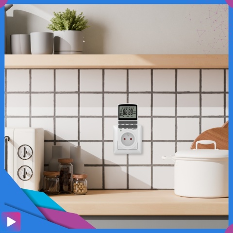 Programator Czasowy do Gniazdka Gniazdkowy LCD 10 Programów Bateria ASATO®