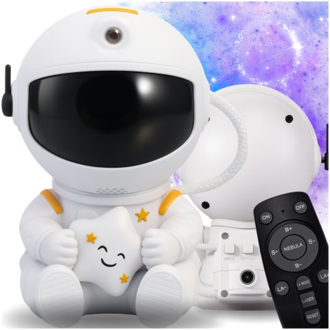 Projektor Gwiazd Astronauta Siedzący LED 8 Trybów Pilot Ruchoma Głowa Lampka Nocna ASATO®