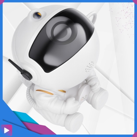 Projektor Gwiazd Astronauta Siedzący LED 8 Trybów Pilot Ruchoma Głowa Lampka Nocna ASATO®