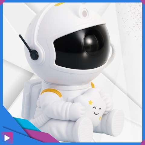 Projektor Gwiazd Astronauta Siedzący LED 8 Trybów Pilot Ruchoma Głowa Lampka Nocna ASATO®