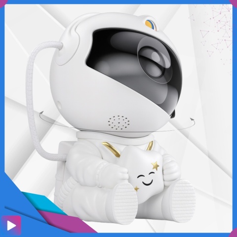 Projektor Gwiazd Astronauta Siedzący LED 8 Trybów Pilot Ruchoma Głowa Lampka Nocna ASATO®