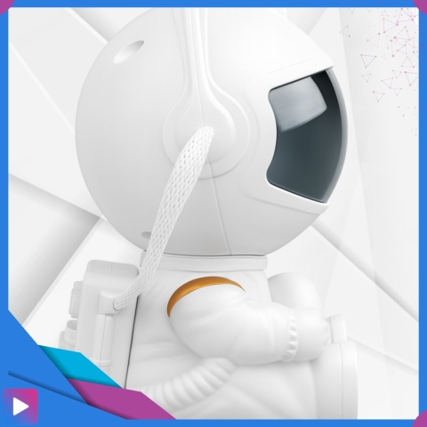 Projektor Gwiazd Astronauta Siedzący LED 8 Trybów Pilot Ruchoma Głowa Lampka Nocna ASATO®