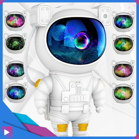 Projektor Gwiazd Astronauta Stojący LED 8 Trybów Pilot Ruchoma Głowa Lampka Nocna ASATO®