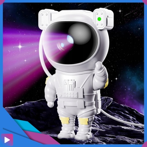 Projektor Gwiazd Astronauta Stojący LED 8 Trybów Pilot Ruchoma Głowa Lampka Nocna ASATO®