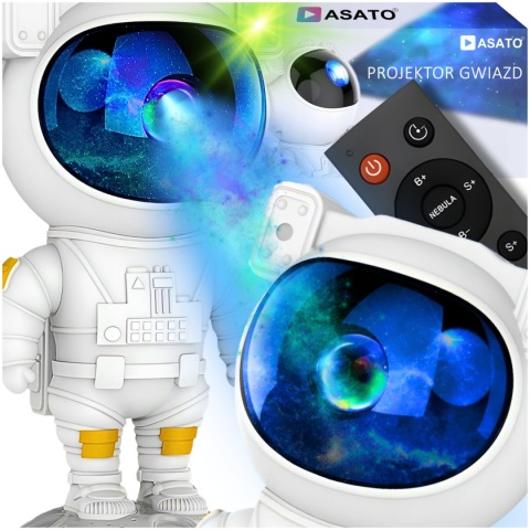 Projektor Gwiazd Astronauta Stojący LED 8 Trybów Pilot Ruchoma Głowa Lampka Nocna ASATO®