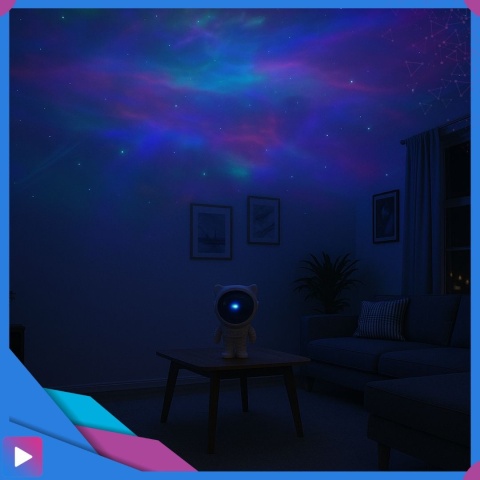 Projektor Gwiazd Astronauta Stojący LED 8 Trybów Pilot Ruchoma Głowa Lampka Nocna ASATO®