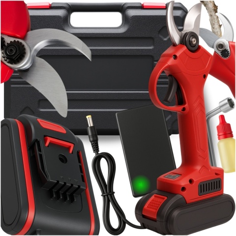 Sekator Akumulatorowy Elektryczne Nożyce do Gałęzi Bezszczotkowy Ogrodowy 120W 48V 1x Akumulator Walizka i Akcesoria ASATO®