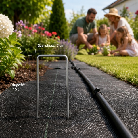Szpilki do agrowłókniny ASATO® 15x7 cm 100 szt. stal ocynkowana mocne kotwy typu U