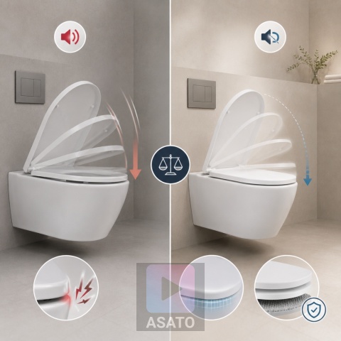 Deska Sedesowa Wolnoopadająca 113 ASATO® Biała Duroplast Antybakteryjna - Uniwersalna 46x36,5cm