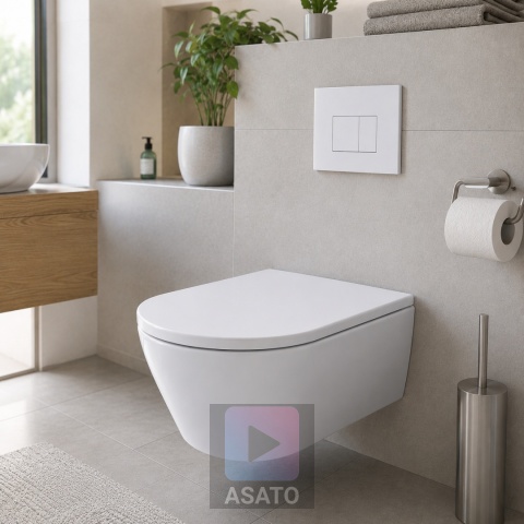 Deska Sedesowa Wolnoopadająca 113 ASATO® Biała Duroplast Antybakteryjna - Uniwersalna 46x36,5cm