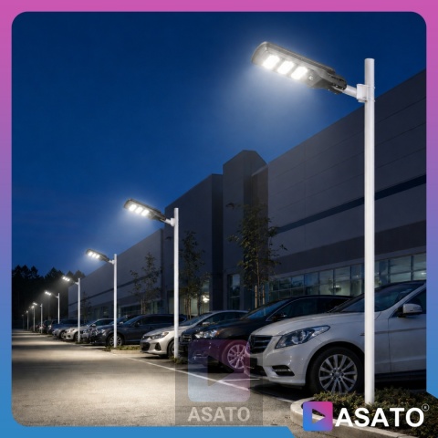 Lampa Uliczna Solarna LED 90W ze Słupkiem Czujnikiem Ruchu Pilot Uchwyt