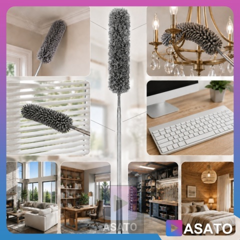 Szczotka do Kurzu 3w1 Teleskopowa 250 cm Zestaw 3 Końcówki Mikrofibra ASATO®