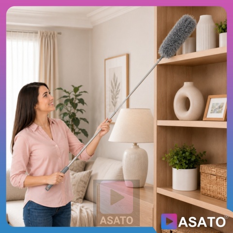 Szczotka do Kurzu 3w1 Teleskopowa 250 cm Zestaw 3 Końcówki Mikrofibra ASATO®