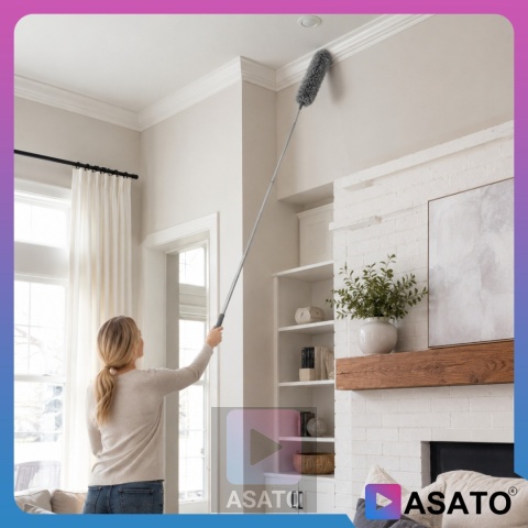 Szczotka do Kurzu 3w1 Teleskopowa 250 cm Zestaw 3 Końcówki Mikrofibra ASATO®