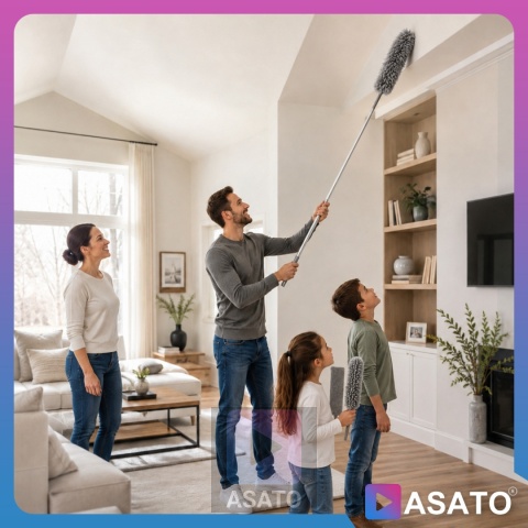 Szczotka do Kurzu 3w1 Teleskopowa 250 cm Zestaw 3 Końcówki Mikrofibra ASATO®