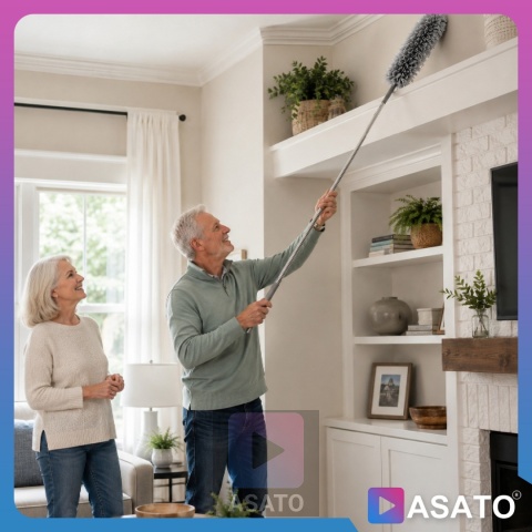 Szczotka do Kurzu 3w1 Teleskopowa 250 cm Zestaw 3 Końcówki Mikrofibra ASATO®