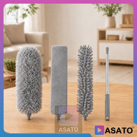 Szczotka do Kurzu 3w1 Teleskopowa 250 cm Zestaw 3 Końcówki Mikrofibra ASATO®