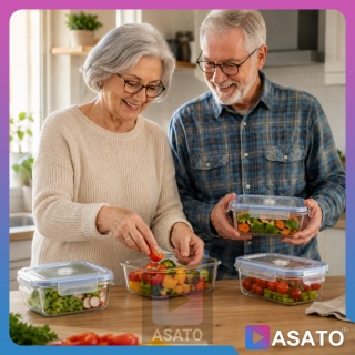 Pojemniki Szklane na Żywność 4 szt Żaroodporne Hermetyczne Lunchbox ASATO®