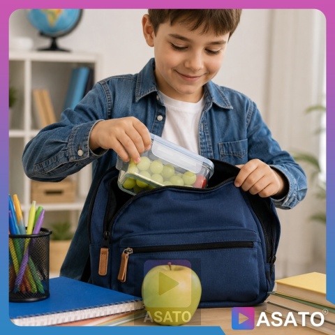 Pojemniki Szklane na Żywność 4 szt Żaroodporne Hermetyczne Lunchbox ASATO®