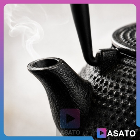 Zestaw do Herbaty Imbryk Żeliwny Czajnik do Herbaty 0,9l 4 Czarki Zaparzacz ASATO®