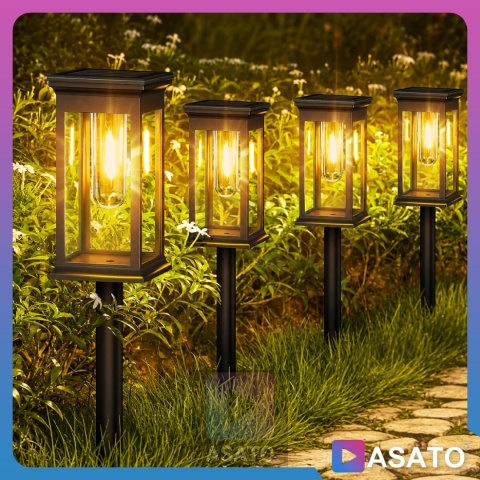 2x Lampa Solarna Ogrodowa Wbijana ASATO® - Czujnik Zmierzchu - Bateria 600 mAh - 43cm Wysoka