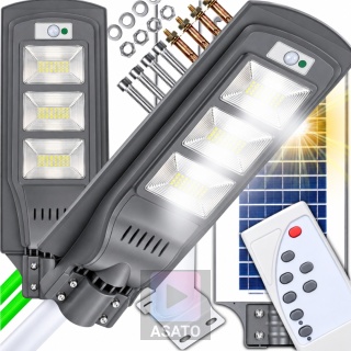 Lampa Uliczna Solarna LED 60W ze Słupkiem Czujnikiem Ruchu Pilot Uchwyt