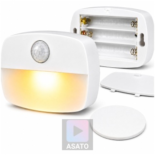 Lampka Nocna LED z Czujnikiem Ruchu Barwa Ciepła ASATO®