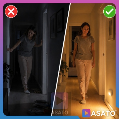 Lampka Nocna LED z Czujnikiem Ruchu Barwa Ciepła ASATO®