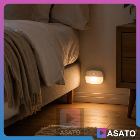 Lampka Nocna LED z Czujnikiem Ruchu Barwa Ciepła ASATO®