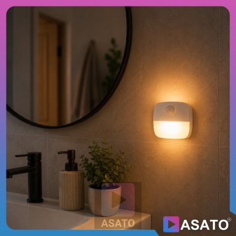 Lampka Nocna LED z Czujnikiem Ruchu Barwa Ciepła ASATO®