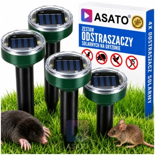 Odstraszacz Na Krety Gryzonie Nornicec ASATO® - Solarny Zestaw 4 szt. - Zasięg 3400m² - IP44 Wodoodporny