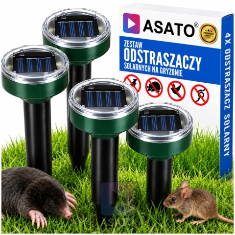 Odstraszacz Na Krety Gryzonie Nornicec ASATO® - Solarny Zestaw 4 szt. - Zasięg 3400m² - IP44 Wodoodporny