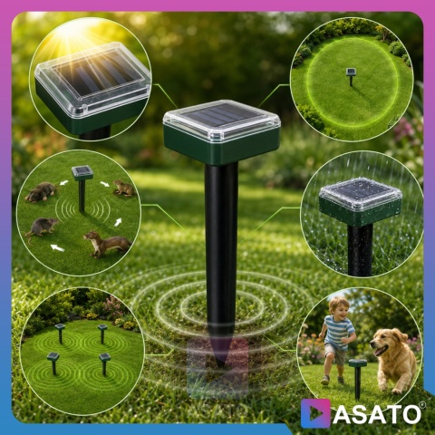Odstraszacz Na Krety Solarny x 4 szt Gryzonie Nornice Ogrodowy Silny Zestaw Kwadratowe