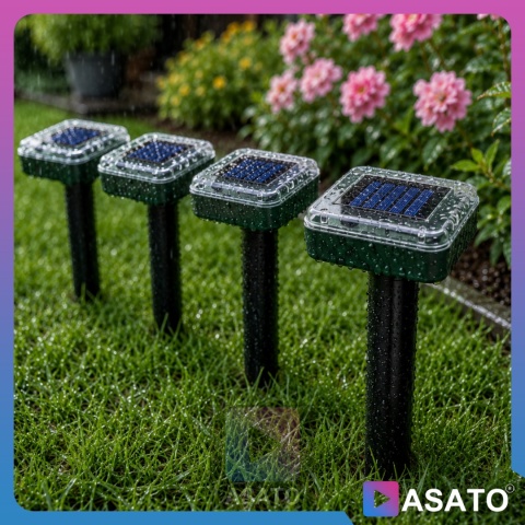 Odstraszacz Na Krety Solarny x 4 szt Gryzonie Nornice Ogrodowy Silny Zestaw Kwadratowe