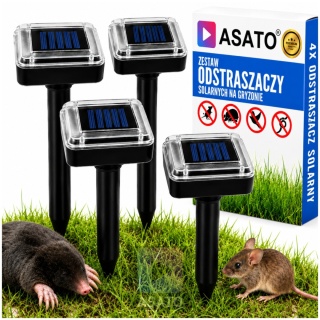 Odstraszacz Na Krety Solarny x 4 szt Gryzonie Nornice Ogrodowy Silny Zestaw Kwadratowe