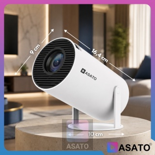 Projektor Smart Mini ASATO® Rzutnik HDMI - Android TV WiFi Bluetooth 5.0 - HD 720p 4K Ready - Ekran 150''