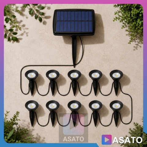 Lampki Solarne Ogrodowe LED 10 szt Wbijane do Ogrodu 3000K Panel Solarny
