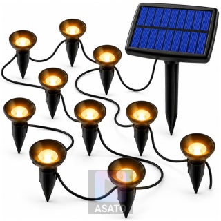 Lampki Solarne Ogrodowe LED 10 szt Wbijane do Ogrodu 3000K Panel Solarny