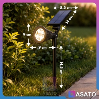 Solarna Lampa Ogrodowa 2w1 LED Wbijana w Ziemię Mocowanie na Ścianę z Regulacją 1200 mAh