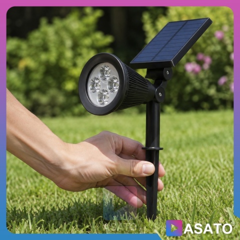 Solarna Lampa Ogrodowa 2w1 LED Wbijana w Ziemię Mocowanie na Ścianę z Regulacją 1200 mAh
