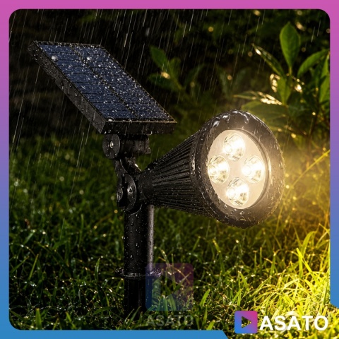 Solarna Lampa Ogrodowa 2w1 LED Wbijana w Ziemię Mocowanie na Ścianę z Regulacją 1200 mAh