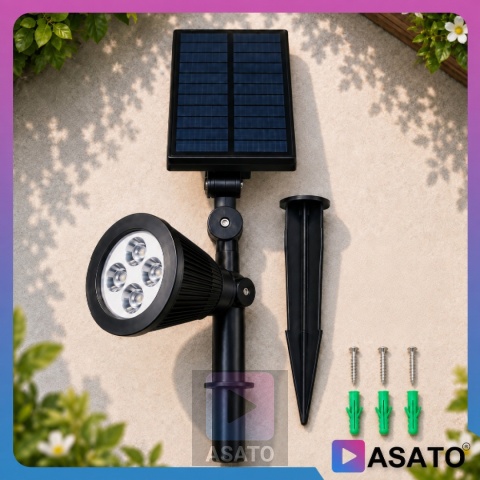 Solarna Lampa Ogrodowa 2w1 LED Wbijana w Ziemię Mocowanie na Ścianę z Regulacją 1200 mAh