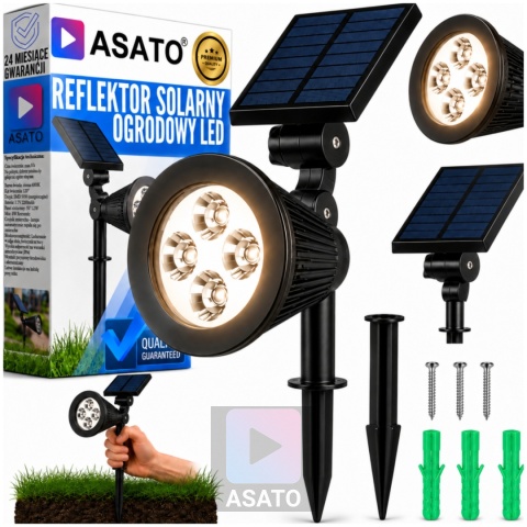 Solarna Lampa Ogrodowa 2w1 LED Wbijana w Ziemię Mocowanie na Ścianę z Regulacją 1200 mAh