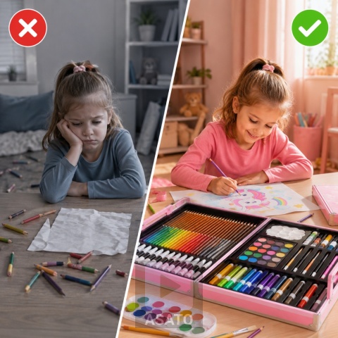 Zestaw Artystyczny w Walizce Dla Dzieci 145 Elementów do Malowania i Rysowania Prezent ASATO®