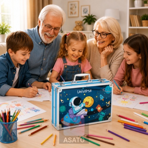 Zestaw Artystyczny w Walizce Dla Dzieci 145 Elementów do Malowania i Rysowania Prezent ASATO®